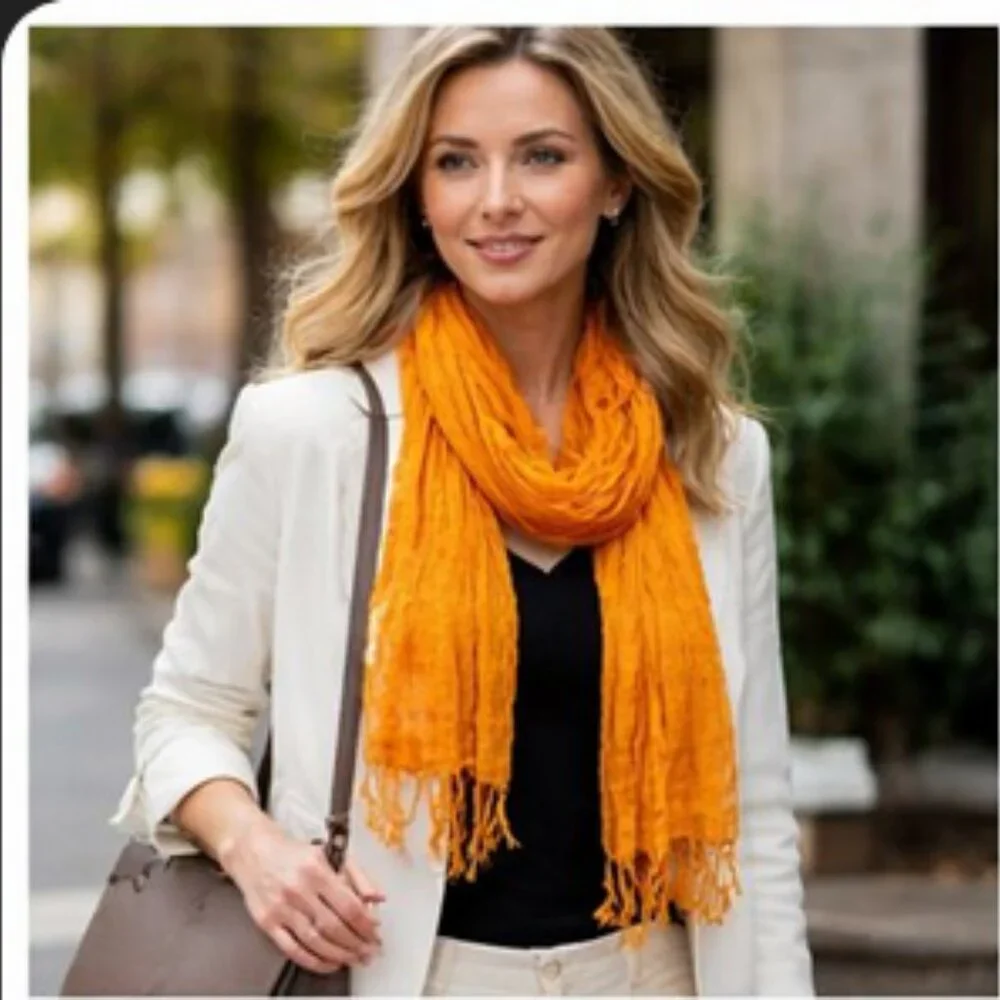 🧡  Vintage Cutwork Scarf | Timeless Artistry & Elegant Detail